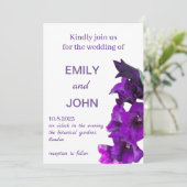 Violet Gladiolus Floral Wedding Einladung (Stehend Vorderseite)