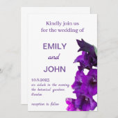 Violet Gladiolus Floral Wedding Einladung (Vorne/Hinten)