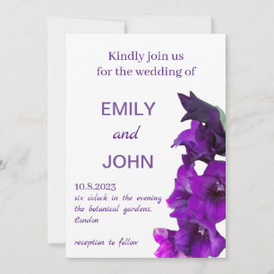 Violet Gladiolus Floral Wedding Einladung