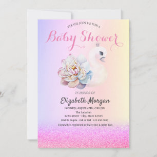 Violet Glitter Bokeh, Schwan Baby Shower Einladung