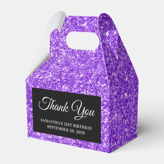 Violet Glitzer 21. Geburtstag Vielen Dank Geschenkschachtel (Vorderseite)