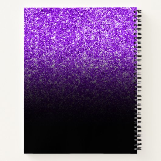 Violet Glitzer Black Ombre Personalisiert Zeichnen Notizblock (Rückseite)
