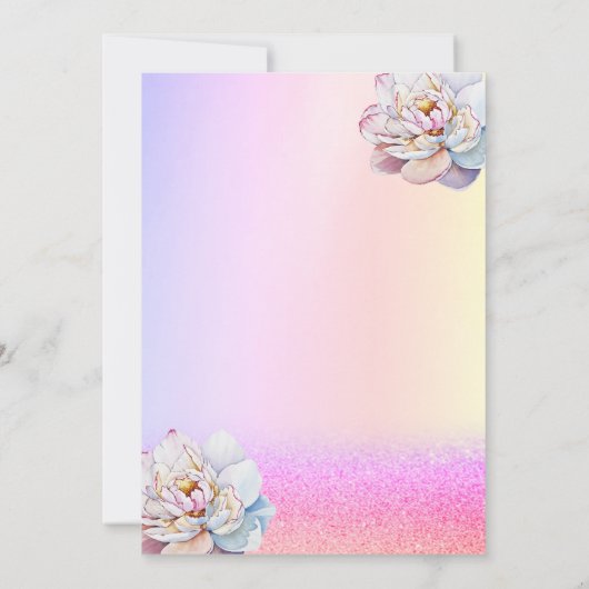 Violet Glitzer Bokeh, Swan Blume Baby Dusche Einladung (Rückseite)