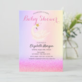 Violet Glitzer Bokeh, Swan Crown Baby Show Einladung (Stehend Vorderseite)