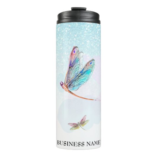 *~* Violet Glitzer Dragon Fly Girly Aqua Thermosbecher (Vorderseite)