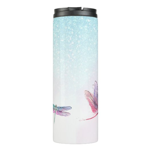 *~* Violet Glitzer Dragon Fly Girly Aqua Thermosbecher (Rückseite)