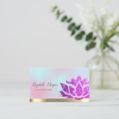 Violet Glitzer Lotus Blume Yoga Holographisch Visitenkarte (Stehend Vorderseite)