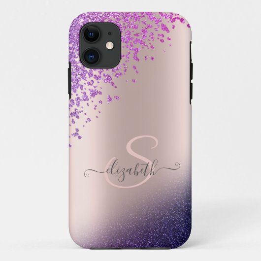 Violet Glitzer Ombre Diamonds Case-Mate iPhone Hülle (Rückseite)