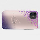 Violet Glitzer Ombre Diamonds Case-Mate iPhone Hülle (Rückseite (Horizontal))