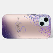 Violet Glitzer Ombre Diamonds Case-Mate iPhone Hülle (Rückseite (Horizontal))