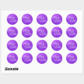 Violet Glitzer Ombre Save the Date Runder Aufkleber (Blatt)