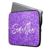 Violet Glitzer Pinselstrichname Laptopschutzhülle (Vorderseite Links)