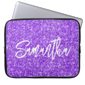 Violet Glitzer Pinselstrichname Laptopschutzhülle (Vorderseite)