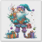 Violet Gnome Spreading Holiday Cheer Aufkleber (Vorderseite)