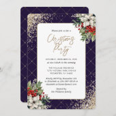 Violet Gold Botanical Elegant Christmas Party Einladung (Vorne/Hinten)