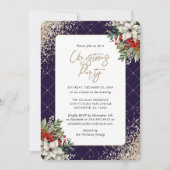Violet Gold Botanical Elegant Christmas Party Einladung (Vorderseite)