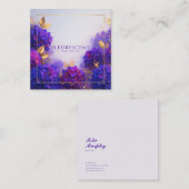 Violet Gold Floral Geometric Frame Elegant Quadratische Visitenkarte (Vorne/Hinten)