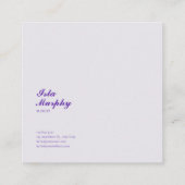 Violet Gold Floral Geometric Frame Elegant Quadratische Visitenkarte (Rückseite)