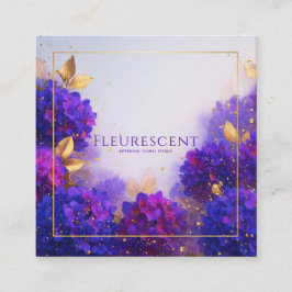 Violet Gold Floral Geometric Frame Elegant Quadratische Visitenkarte