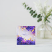 Violet Gold Floral Geometric Frame Elegant Quadratische Visitenkarte (Stehend Vorderseite)