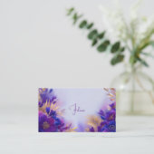 Violet Gold Floral Geometric Frame Elegant Visitenkarte (Stehend Vorderseite)