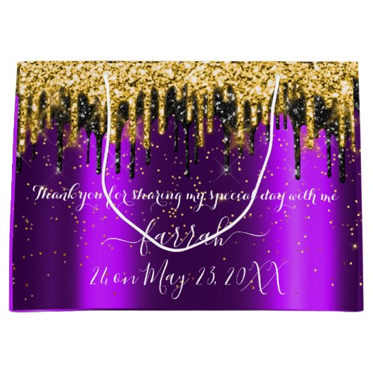 Violet Gold Lila Black Tropfens Gefallen Große Geschenktüte (Vorderseite)