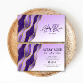 Violet Gold Marble Agate Kosmetologe Beauty Visitenkarte