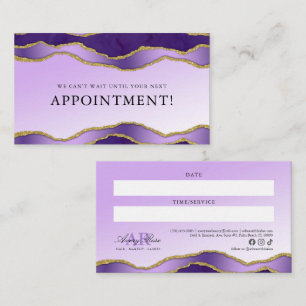 Violet & Gold Marmor Agate Beauty Termin Visitenkarte