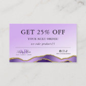 Violet & Gold Marmor Agate Schönheit Danke Karte (Rückseite)