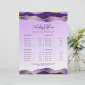 Violet Gold Marmor Agate Schönheitssalon Preislist (Stehend Vorderseite)