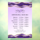 Violet & Gold Marmor Agate Schönheitssalon Stunden Fensteraufkleber (Blatt 3)