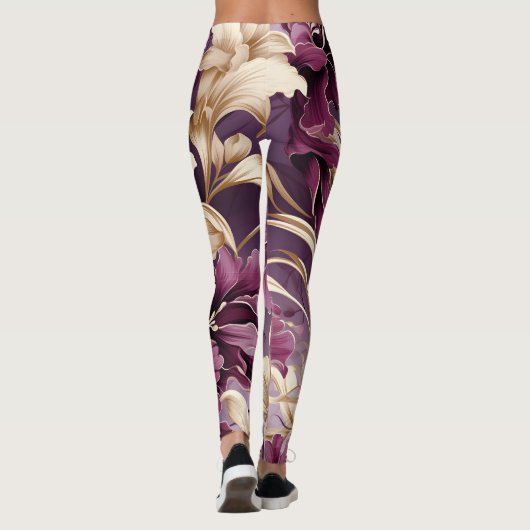 Violet Gold Orchids Muster Leggings (Rückseite)
