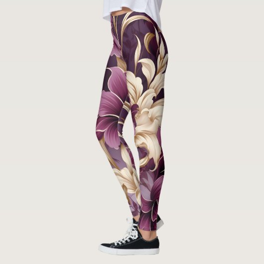 Violet Gold Orchids Muster Leggings (Links)