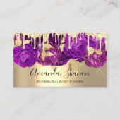 Violet Gold Tropfen Blume Logo Event Planner QRCod Visitenkarte (Vorderseite)