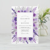 Violet Graceful Spring Wedding Einladung (Stehend Vorderseite)