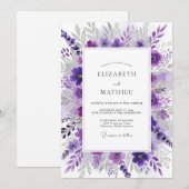 Violet Graceful Spring Wedding Einladung (Vorne/Hinten)