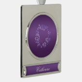 Violet Gradient Rose Wreath Banner-Ornament Silber (Rechts)