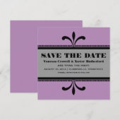 Violet/Graue Extravagante Art Déco Save the Date l (Vorne/Hinten)
