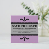 Violet/Graue Extravagante Art Déco Save the Date l (Stehend Vorderseite)