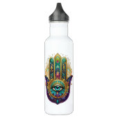Violet Green Gold Petals Hamsa Turquoise Third Eye Edelstahlflasche (Links)