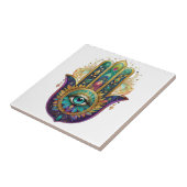 Violet Green Gold Petals Hamsa Turquoise Third Eye Fliese (Seite)