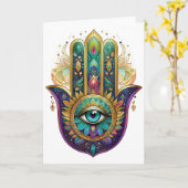 Violet Green Gold Petals Hamsa Turquoise Third Eye Karte (Gelbe Blume)