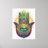 Violet Green Gold Petals Hamsa Turquoise Third Eye Leinwanddruck (Vorderseite)