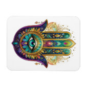 Violet Green Gold Petals Hamsa Turquoise Third Eye Magnet (Horizontal)