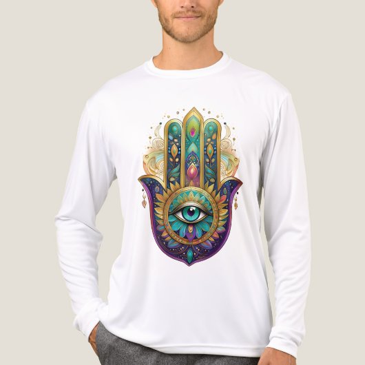 Violet Green Gold Petals Hamsa Turquoise Third Eye Tri-Blend Shirt (Vorderseite)