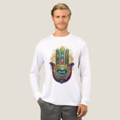 Violet Green Gold Petals Hamsa Turquoise Third Eye Tri-Blend Shirt (Vorderseite komplett)