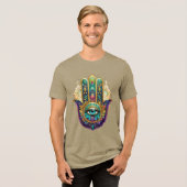 Violet Green Gold Petals Hamsa Turquoise Third Eye Tri-Blend Shirt (Vorderseite voll)