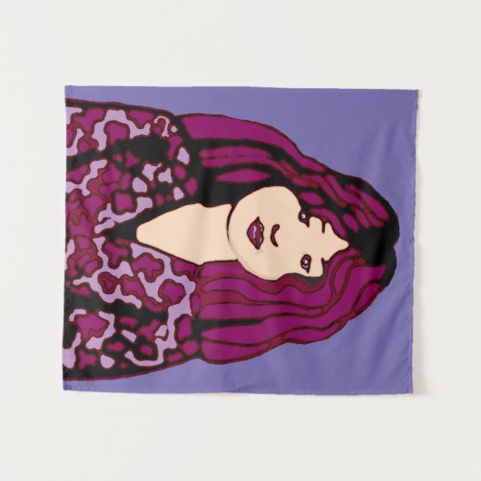 Violet-haariges Lass-Tapestry Wandteppich (Vorderseite (Horizontal))