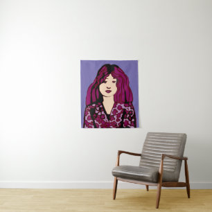 Violet-haariges Lass-Tapestry Wandteppich