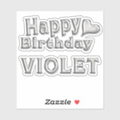 Violet Happy Birthday silver Aufkleber Sticker (Blatt)